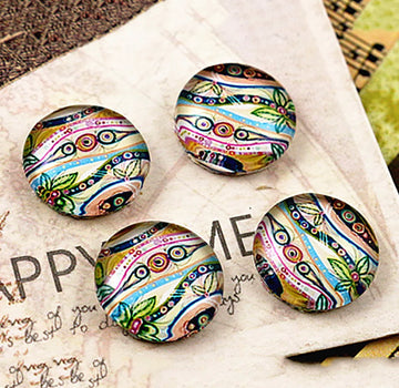 10pcs, 12mm Cabochons, in mixed print